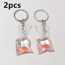 2pcs 25mm Ring Keychains With 50x23mm Transparent Water Bag Fish Resin Charms Pendant DIY Jewelry Making Accessories Findings - Fish - View 14