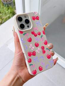 1 pieza Funda de teléfono de TPU con textura de litchi blanco y a prueba de golpes, con estampado UV de mariposa y patrón de cereza, adecuada para iPhone 7/8/7 Plus/8 Plus/X/XS/XR/XS Max/11/11 Pro/11 Pro Max/12/12 Pro/12 Pro Max/12 Mini/13/13 Pro/13 Pro Max/13 Mini/14/14 Pro/14 Pro Max/14 Plus/15/15 Pro/15 Pro Max/15 Plus/16/16 Pro/16 Pro Max/16 Plus/17/17 Pro/17 Pro Max/Air - Multicolor - Ver 3