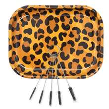 18*14cm Metal Rolling Tray + Cleaning Brush Set. Suitable For Storing Various Items, Smoking Accessories. Metal Material With Interesting Patterns, Easy To Carry. Includes A Multi-Functional Cleaning Brush For Convenient Cleaning And Maintenance. Household Tool, Party Supplies. - Multicolor - View 8