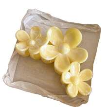 1pc,2pcs/Set 4.33in/11cm Acrylic Claw Clip Yellow Flower Hair Claw White Polka Dot Cute Bun Clip For Women, Suitable For Summer Face Washing, Hair Washing, Makeup, Outfits, Festivals, Travel, Gifts, Daily Casual, Parties, Beach Vacations, Large Hair Clip - Multicolor - View 4