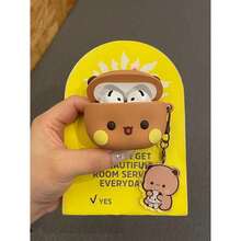 1pc Cartoon Couple Cake Bear Earphone Case Compatible With Apple 4, Protective Silicone Soft Case For Airpods Pro 3/Pro 2 - Camel - View 7