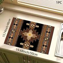 1pc Vintage Print Pattern Absorbent Mat/Drying Mat For Coffee Maker, Tableware - Absorbent Polyester Desktop Protective Mat With Rubber Anti-Slip Pad, For Kitchen Counter Decor, Home Bar And Dining Table - Multicolor - View 7