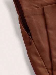 Pantalones cortos casuales de unicolor para mujer, verano - Marrón Mocha - Ver 3