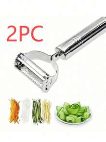 2入不鏽鋼蔬菜削皮器，家用廚房工具，廚房用具，多功能蔬菜水果莖部切刀，全可水洗多用途廚房削皮器，適用於馬鈴薯、胡蘿蔔、小黃瓜 - 適合家庭、餐廳和家用廚房工具 - 彩色 - 查看 11