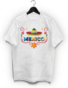 Playera Para Hombre |   Viva México Sombrero - Independencia |   Perfecta para Regalo, Tallas Disponibles.short-sleeve T-shirt / short-sleeve tee - Blanco - Ver 4