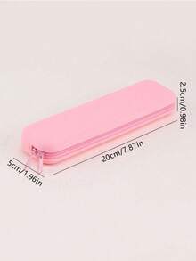 Túi đựng văn phòng phẩm hình chữ nhật bằng silicon họa tiết hoạt hình tối giản, hộp đựng bút chì silicon đơn giản dung tích lớn, hộp đựng đồ đa năng, túi đựng cọ trang điểm. - A - Xem 2