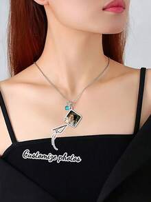 Mặt dây chuyền ảnh gia đình và đá sinh nhật cá nhân hóa, trang sức đôi phong cách Bohemian tùy chỉnh, mạ vàng 18K, thép không gỉ 304L cao cấp, thích hợp làm quà tặng sinh nhật, Ngày Valentine, Ngày của Mẹ cho vợ/mẹ, quà Giáng sinh/quà tặng nhỏ hàng ngày hoàn hảo. - Mẫu 16 - Xem 2
