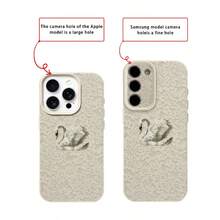 1pc TPU Material Vintage Swan Lace Pattern Phone Case Compatible With IPhone 17 Pro Max/17/16 Pro Max/15/13/12/11, S20 FE/A15/S24/A55, Note 11/Note 12/Note 13 Pro, Full Coverage Anti-Drop Soft Protective Phone Case - White - View 7