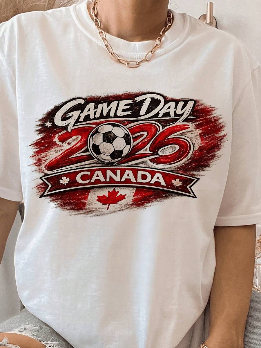 Canada Soccer Game 2026 Shirt Canadian Fan Tee - White - View 1