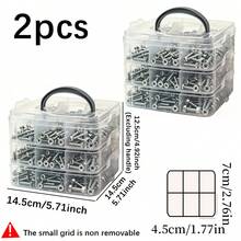 2 piezas Caja de almacenamiento de piezas con compartimentos transparentes, material PP de alta transparencia, compartimentos pequeños fijos en capas para evitar la mezcla, apilable y combinable para ahorrar espacio, adecuado para el hogar, garaje, taller y tienda de relojes/joyas, clasificación clara y acceso conveniente para artículos pequeños - Caja de almacenamiento con múltiples compartimentos - Ver 4