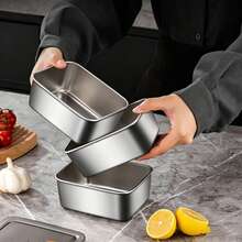 1/3/5pcs Stainless Steel Airtight Food Storage Container Set - Leak-Proof Metal Lunch Box And Snack Organizer - Stackable Bento Box Suitable For Kitchen, Pantry, Office, Camping And Picnic - Silver - View 4