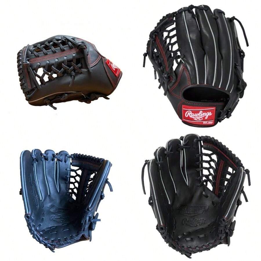 Exclusivo de .co.JP Guantes de béisbol Rawlings para Adultos Suaves y de sóftbol para Adultos Play Maker Playmaker [Todo el Mundo] GRXPMN55 Negro tamaño 11.75 Pulgadas * Lanzamiento Izquierdo - Negro 10 piezas - Ver 1