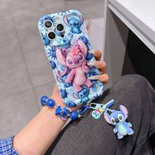 Disney Has Authorized, Phone Case - Chain Set, The Stitch Lilo & Stitch 3D Phone Case Plus A Silicone 3D Stitch Bracelet With Metallic Ring Removable Bracelet, Stitch And Angel Pattern, Compatible With Iphone17/16/15/14/13/12/11/XS/XR/X Plus Pro Max, A Stylish Cartoon Phone Case, The Perfect Gift Choice, Phone Protection, Durable Phone Cover, Great Gift For Friends And Family. - 白色 - 查看 6
