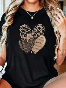 Camiseta de punto blanca informal para mujer, de manga corta, cuello redondo y hombros caídos, para comodidad en verano. - Blanco y Negro - Ver 2