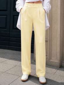 MODA MO, REF: 505 Women's Dress Pants, High Waist, Casual, Sophisticated, Elegant, Modern, Casual, Blogger, Striped, Refined Look, Comfortable, Summer  3.3. - 黃色 - 查看 4