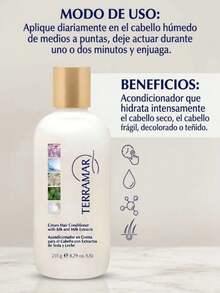 TERRAMAR BRANDS Cream Conditioner For Hair With Silk And Milk Extracts, 235g, Daily Use - White - View 2