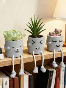 1PC Cute Hanging Bear Nose Doll & Smiling Face Planter Pot, Resin Succulent Plant Pot For Indoor Home Decor - Hanging Doll Flower Pot - View 7