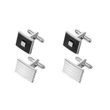 4pcs Men's Classic Color Cufflinks, Fashionable Striped Round & Square Cufflinks In Gold/Silver, Suitable For Business, Wedding, Party Gifts - Multicolor - View 14