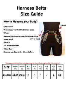 1pc Punk Black Leather Body Waist Chain Tassels Layered Belly Belt Nightclub Rave Halloween Party Body Jewelry Accessory For Women Girls - Gold - View 5
