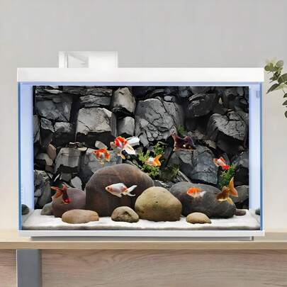 Rock Mountain, Fish Tank Background Painting, Aquarium Background Sticker, Reptile Cage Background Sticker, Self-Adhesive Front, Fish Tank Landscape Decor, Aquarium Decoration