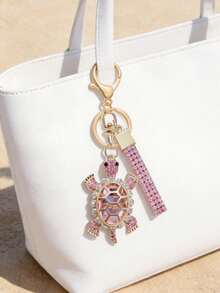 Fashionable Turtle Keychain, Sparkling Rhinestone Turtle Bag Charm With Lanyard, Cute Ocean Animal Pendant, Summer Beach Style Car Keychain, Handbag Decoration, Unique Birthday Gift For Friends And Couples, Holiday Gift, Party Gift, Vacation Gift, Wedding Gift, Back To School Gift - Multicolor - View 6