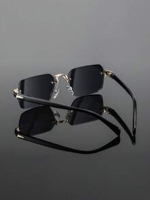 1pc Retro Solid Color Frameless Fashion Glasses, Unisex High-End Personalized Metal Rimless Glasses, Suitable For Vacation, Travel, Street Photography, Hiking, Party, Music Festival, And Ideal Gift - Multicolor - View 8