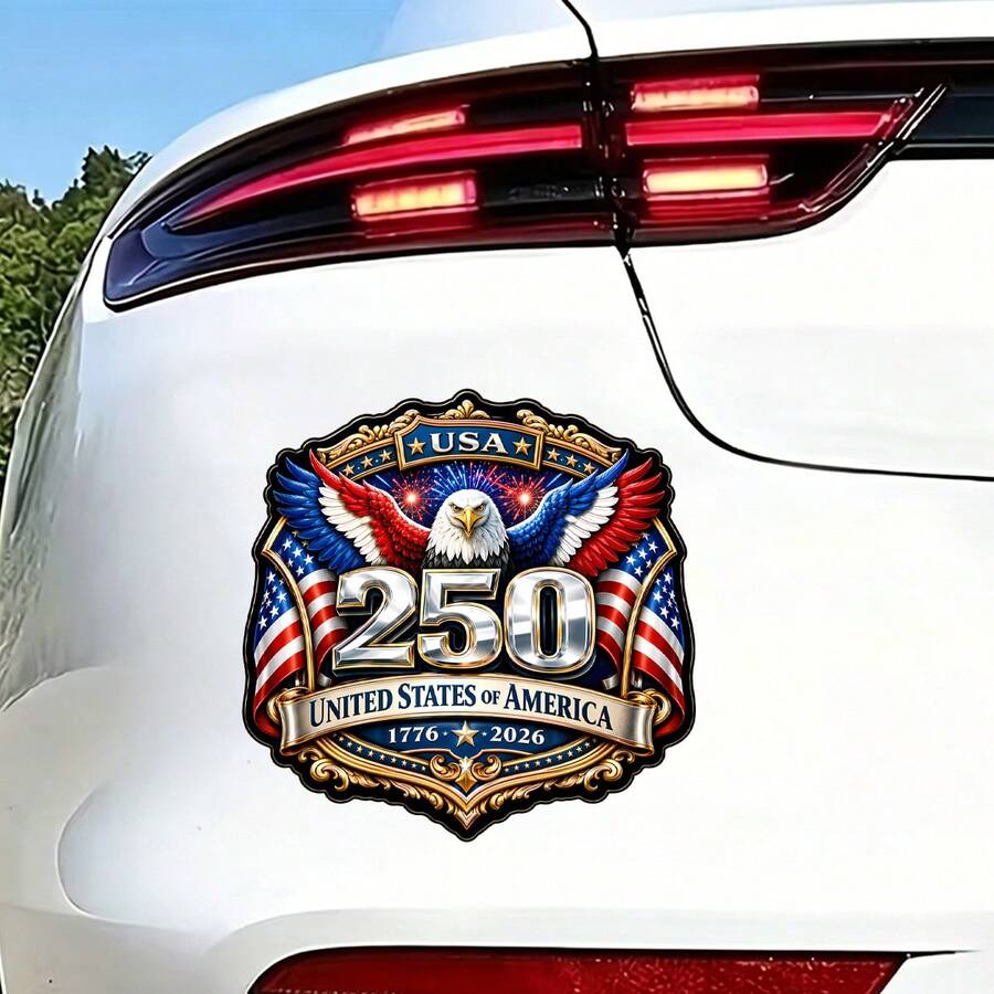 美国独立250周年爱国汽车贴纸 - 防水防紫外线乙烯基贴纸，1776-2026独立日贴纸，适用于卡车、SUV、车窗、笔记本电脑、水瓶 - 鷹車貼 - 查看 1