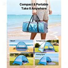 Beach Tent Sun Shelter For 8 Person, UPF 50+ Protection, Portable Sun Shade Canopy With Carrying Bag & Sand Pockets, Lightweight And Easy Setup Beach Umbrella For Camping Fishing Outdoor Picnic - Dành cho 8 người, Sand Pockets - Xem 6