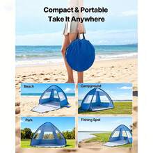 Beach Tent Sun Shelter For 2 Person, UPF 50+ Protection, Portable Sun Shade Canopy With Carrying Bag & Sand Pockets, Lightweight And Easy Setup Beach Umbrella For Camping Fishing Outdoor Picnic - for 2 Person, Sand Pockets - 查看 6