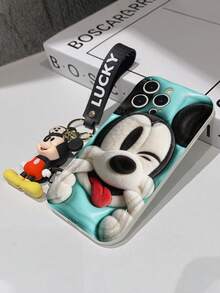Disney Mickey Mouse Clubhouse Phone Case : 3D Fluffy Pattern Border Protector Phone Soft Phone Case With A Free Cute Mickey Bracelet Chain Lanyard, Mickey, Minnie, Goofy, Donald Duck, Daisy Duck, Pluto, For Apple 17 Promax 17 Pro 16 15 14 13 12 11 Pro Max XS Max X XR Soft Cover Summer Phone Case - 白色 - 查看 7