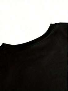 Solt 1 pieza [Recomendación de Nueva Llegada] Camiseta con Estampado de Abuela Jugando Rugby, Casual para Mujer, Vacaciones, Manga Corta, Cuello Redondo, Primavera Verano, Lavable a Máquina, Nueva Moda Femenina, Estilo Urbano Versátil, Efecto Adelgazante, Ropa Deportiva de Invierno para Mujer, 100% Algodón con Estampado Gráfico - Negro - Ver 3