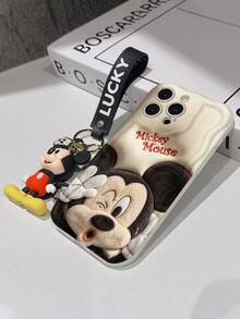 Disney Mickey Mouse Clubhouse Phone Case : 3D Fluffy Pattern Border Protector Phone Soft Phone Case With A Free Cute Mickey Bracelet Chain Lanyard, Mickey, Minnie, Goofy, Donald Duck, Daisy Duck, Pluto, For Apple 17 Promax 17 Pro 16 15 14 13 12 11 Pro Max XS Max X XR Soft Cover Summer Phone Case - 白色 - 查看 7