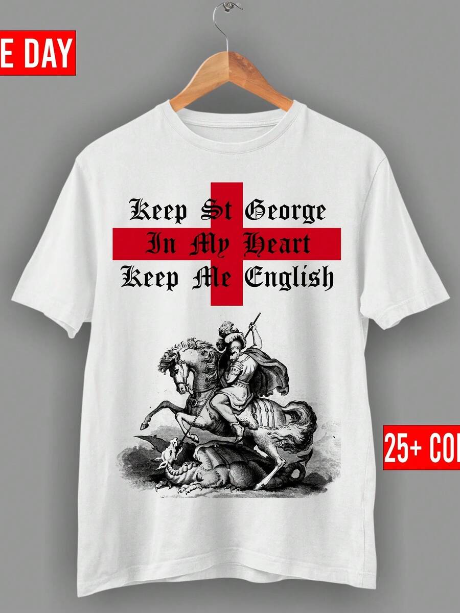 St George England T Shirt Keep Me English Patriotic Drag Slayer Shirt - 白色 - 查看 1