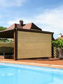 Beige PE Sun Shade Sail, UV Resistant Outdoor Sun Shade Cover Suitable For Patio, Gazebo, Garden, Backyard, Balcony, Deck, Swimming Pool And Courtyard, Durable Breathable Privacy Shade Curtain Suitable For Outdoor Furniture, Family Gathering, Camping And BBQ, Reinforced Edge Design Easy To Install, Suitable For Summer Vacation, Beach Party, Outdoor Activity And Garden Decoration, Essential For Summer And Autumn - Multicolor - View 11