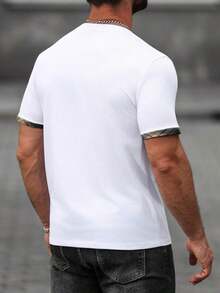 Camiseta de manga corta con cuello redondo y estampado sencillo para hombre Manfinity Homme - Blanco - Ver 2