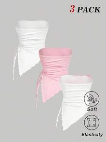 Top bustier de múltiples piezas con pliegues en la cintura atados a los lados, top tubo con estampado retro, top de otoño, top para salir, top de tirantes marrón - Multicolor 11 - Ver 3