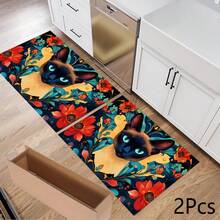1pc Colorful Cat, Siamese Cat Print Pattern Absorbent Mat/Drying Mat For Coffee Maker, Tableware - Absorbent Polyester Desktop Protective Mat With Rubber Anti-Slip Pad, For Kitchen Counter Decor, Home Bar And Dining Table - Multicolor - View 11