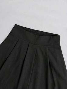Falda de unicolor simple y a la moda, ideal para todo uso, nueva colección otoño 2025 - Negro - Ver 4