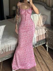 Popular Style Of Women's Long Dress With Small Floral Print - 粉色 - 查看 3