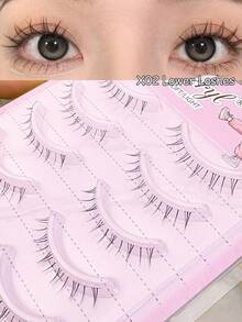 Lvcheryl 5 Pairs Of Angel Lashes, Fairy Lashes Strip, Japanese Manga False Eyelashes, Wispy Lashes With Sharp Eyes, Comfortable Simulated Eyelashes, Light And Curly Lashes With Spikes And Bottoms, Lower Lashes Suitable For Daily Makeup - Black - View 11