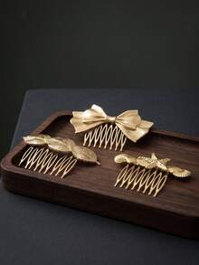 3pcs Elegant Geometric Pattern Butterfly Hair Clips, Versatile Accessories For Women, Side Comb, Headpiece - Multicolor - View 3