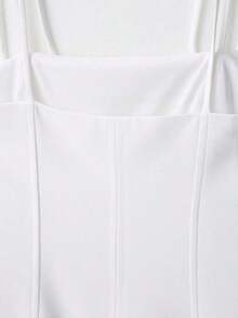 Top camisero con lazo decorativo, unicolor de estilo minimalista y de moda, adecuado para el verano - Blanco - Ver 5