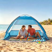 Beach Tent Sun Shelter For 4 Person, UPF 50+ Protection, Portable Sun Shade Canopy With Carrying Bag & Sand Pockets, Lightweight And Easy Setup Beach Umbrella For Camping Fishing Outdoor Picnic - for 4 Person, Sand Pockets - 查看 9