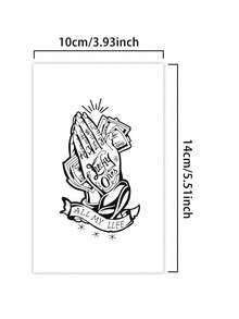 1片装仿真纹身贴纸，半永久，西部风格，Y2K图案，防水防汗，可持续1-2周，逼真草本汁液效果，防摩擦，不反光，黑色，男女通用，可用于手臂、胸部、腿部、腹部、腰部、手指、颈部、脊柱等部位，现代主义人体艺术，素描风格 - KJ - 查看 5