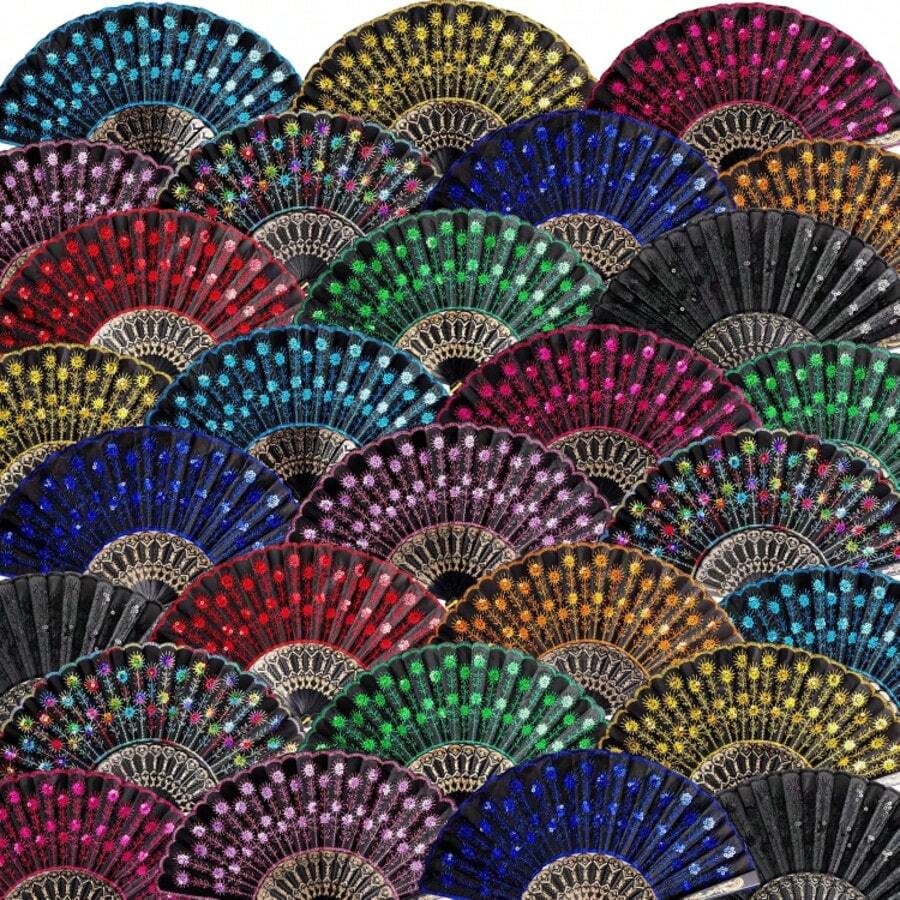 3Pcs D EXCEED Handheld Floral Folding Fans For Women, Chinese Japanese Charming Elegant Vintage Retro Style For Birthday Dancing Cosplay Wedding And Events
