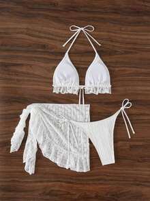Swim Mod Set de 3 piezas de ropa de baño de verano para mujer - Blanco - Ver 7