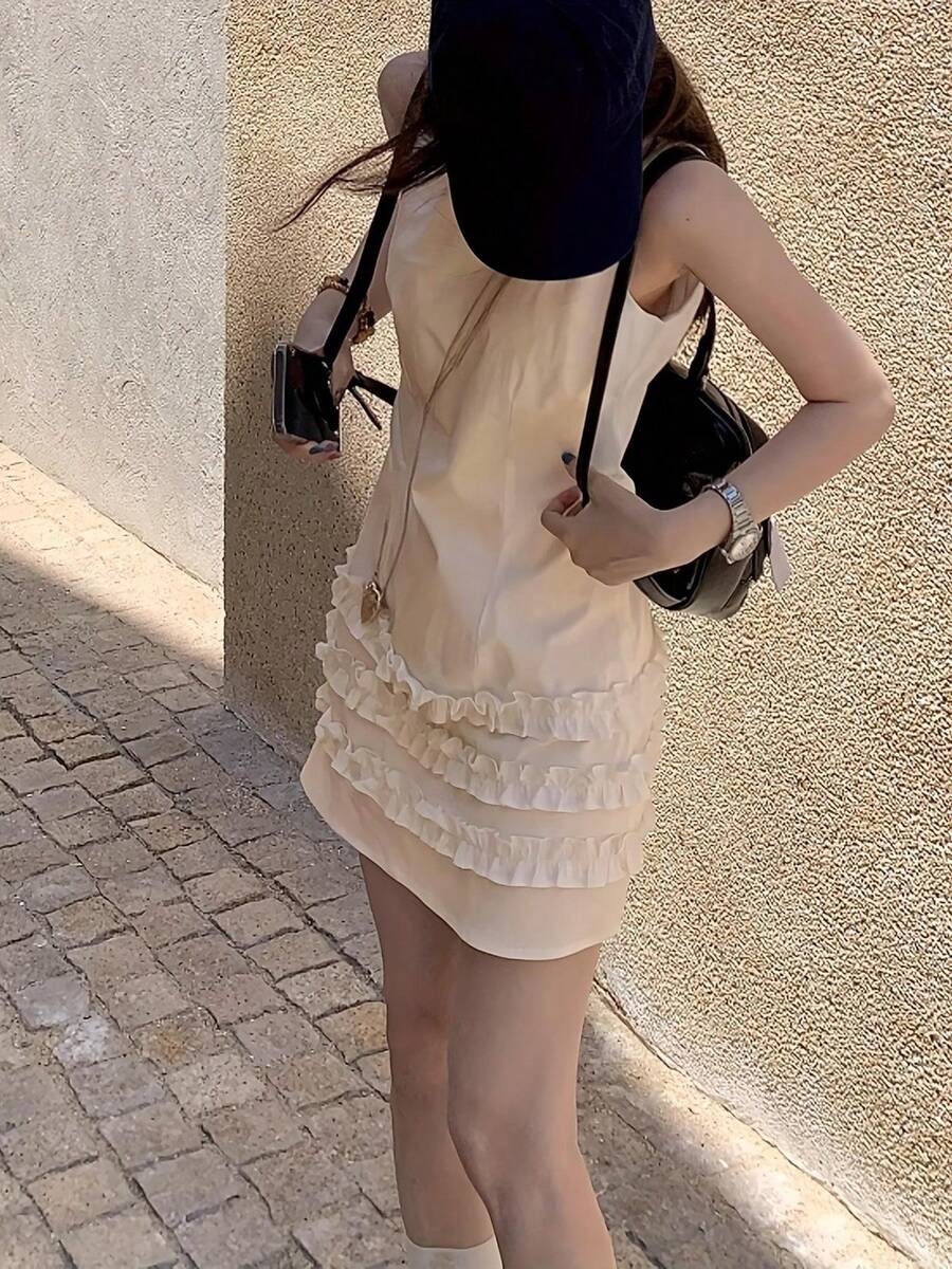 Women Midi Dresses - Apricot - View 1