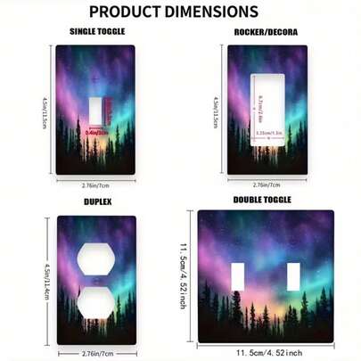 1pc Aurora Borealis Forest Night Scene Decorative Light Switch Cover - 1 Set/2 Set Power Outlet Covers, No Wiring Required, Vibrant Starry Sky Design, Suitable For Home Bedroom Kitchen Decor