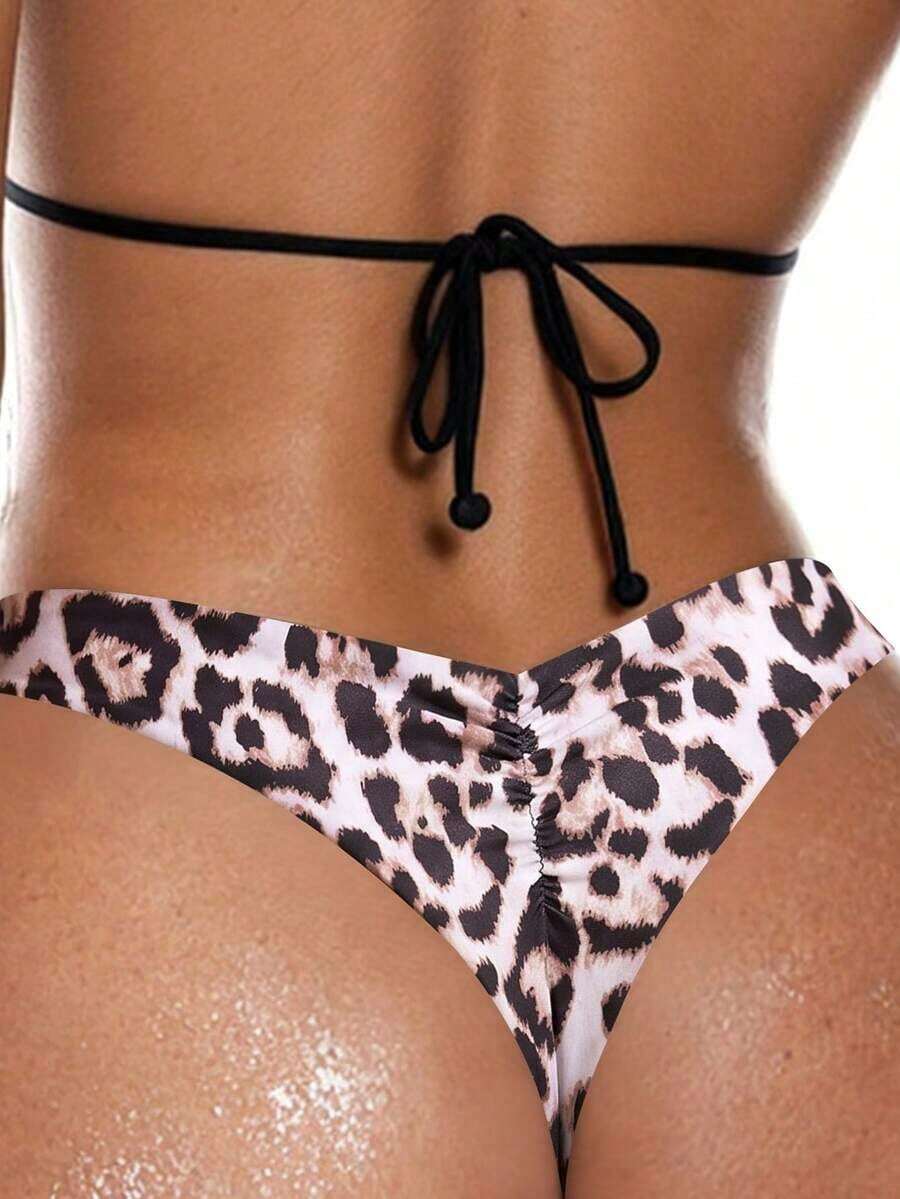 Braguitas de bikini con volantes de unicolor para mujer, sexy y ajustadas, para la playa y celebraciones de Halloween - Multicolor - Ver 1