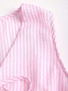 Sweetro Set de 2 piezas: Pantalones rectos con cordones y rayas, estilo callejero para mujer, verano - Rosa - Ver 4